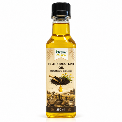 Grow n Cure 100% Natural Cold Pressed Black Mustard Oil - 250ml Bottle