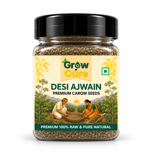 Grow n Cure Premium 100% Raw & Pure Natural Desi Ajwain Carom Seeds Jar