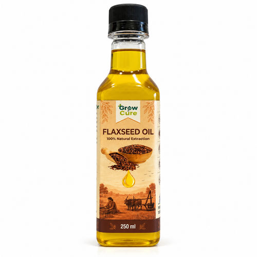 Grow n Cure 100% Natural Cold Pressed Flaxseed Oil - 250ml Bottle