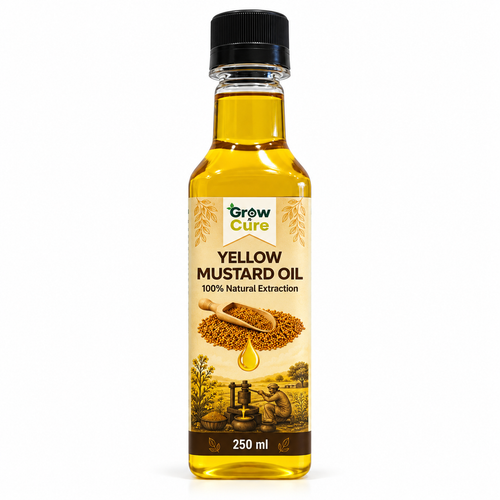 Grow n Cure 100% Natural Cold Pressed Yellow Mustard Oil - 250ml Bottle